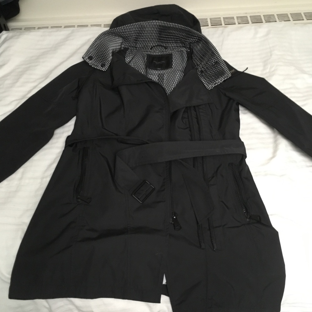 Andrew Marc Black Rain Jacket Trench Coat